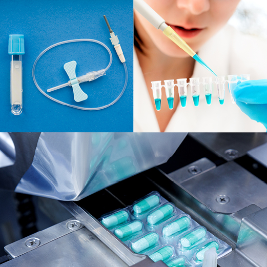 Collage of healthcare products